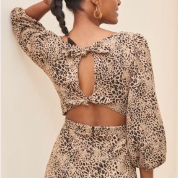 Anthropologie Maeve Knit Cut-Out Bow Tie Leopard Animal Print Dress size 8 - Picture 3 of 12